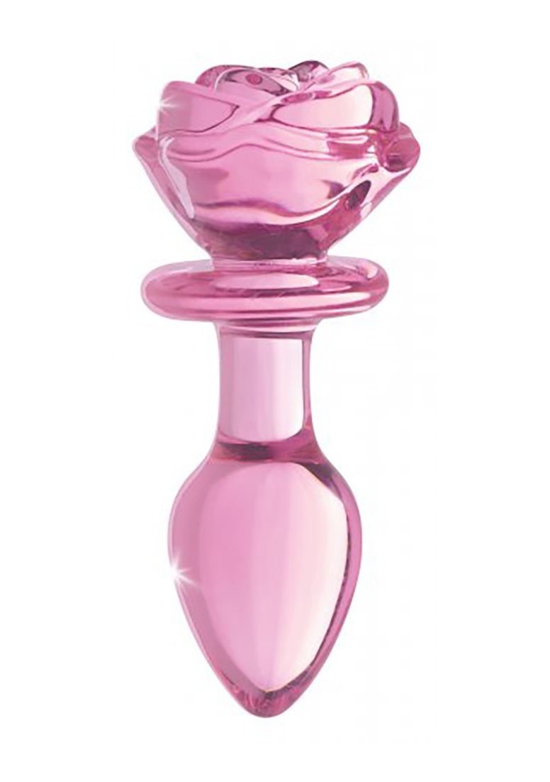 Pink Rose - Glass Butt Plug - Medium