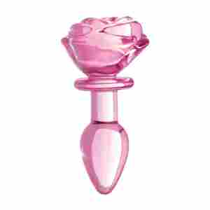 Pink Rose - Glass Butt Plug - Small