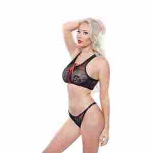 Set Crop Top and Panty Set with Laces - One Size