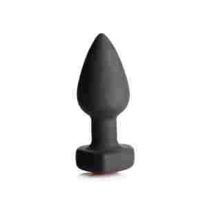 Silicone Vibrating Red Heart - Butt Plug with Remote Control - Small