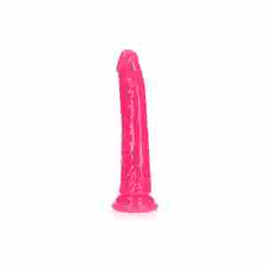 Slim Realistic Dildo with Suction Cup - Glow in the Dark - 7'' / 18 cm