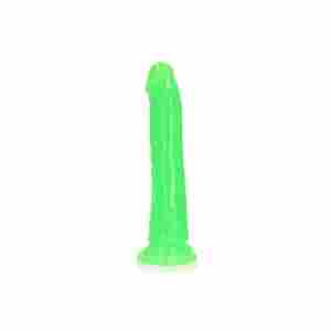Slim Realistic Dildo with Suction Cup - Glow in the Dark - 7'' / 18 cm
