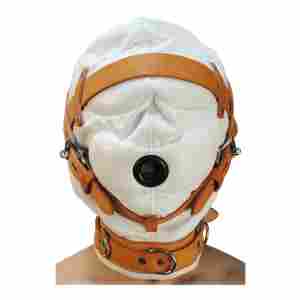 Total Sensory Deprivation Leather Hood - M/L - White