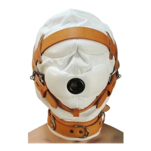 Total Sensory Deprivation Leather Hood - M/L - White