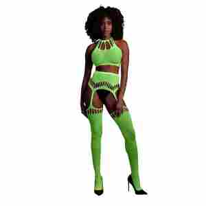 Two Piece with Crop Top and Stockings