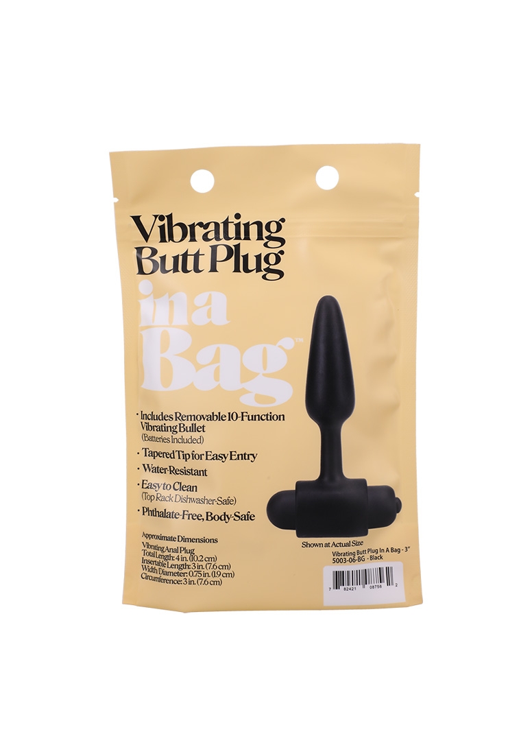 Vibrating Butt Plug - 3" / 8 cm - Black