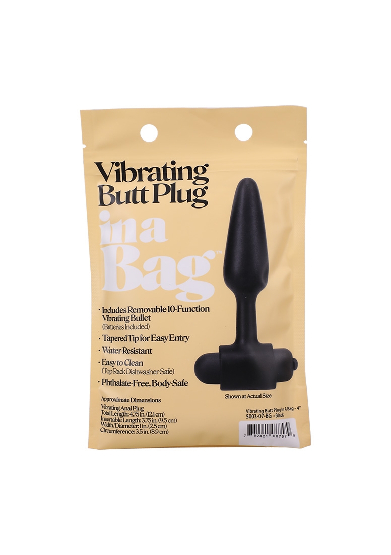 Vibrating Butt Plug - 4" / 10 cm - Black