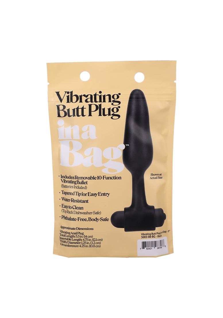 Vibrating Butt Plug - 5" / 12 cm - Black