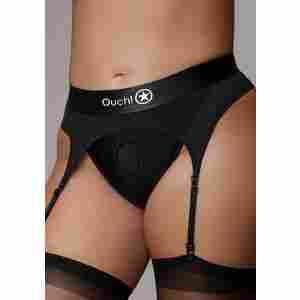 Vibrating Strap-on Thong with Adjustable Garters - XL/XXL
