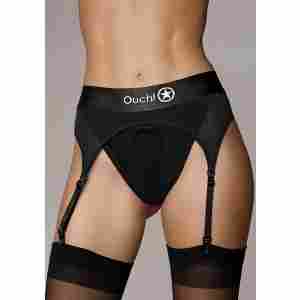 Vibrating Strap-on Thong with Adjustable Garters - XS/S