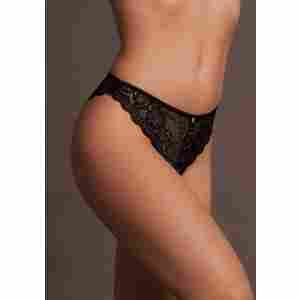 ZoГ© - Elastic Lace Brief with Back Lacing and Golden Details - One Size