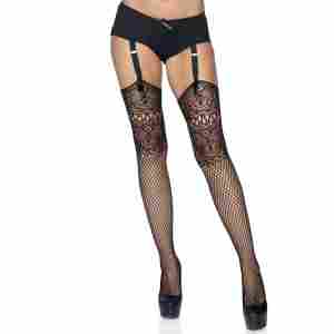 Fishnet backseam stockings
