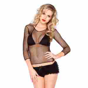 Long Sleeves Fishnet Top
