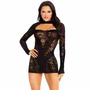 Mini dress with gloved sleeves