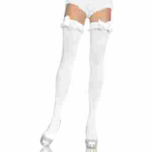 Opaque Thigh Highs With Bow