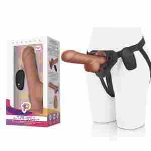 Pegasus - 8вЂќВ RemoteВ ControlВ RealisticВ SiliconeВ DildoВ withВ BallsВ andВ Harness
