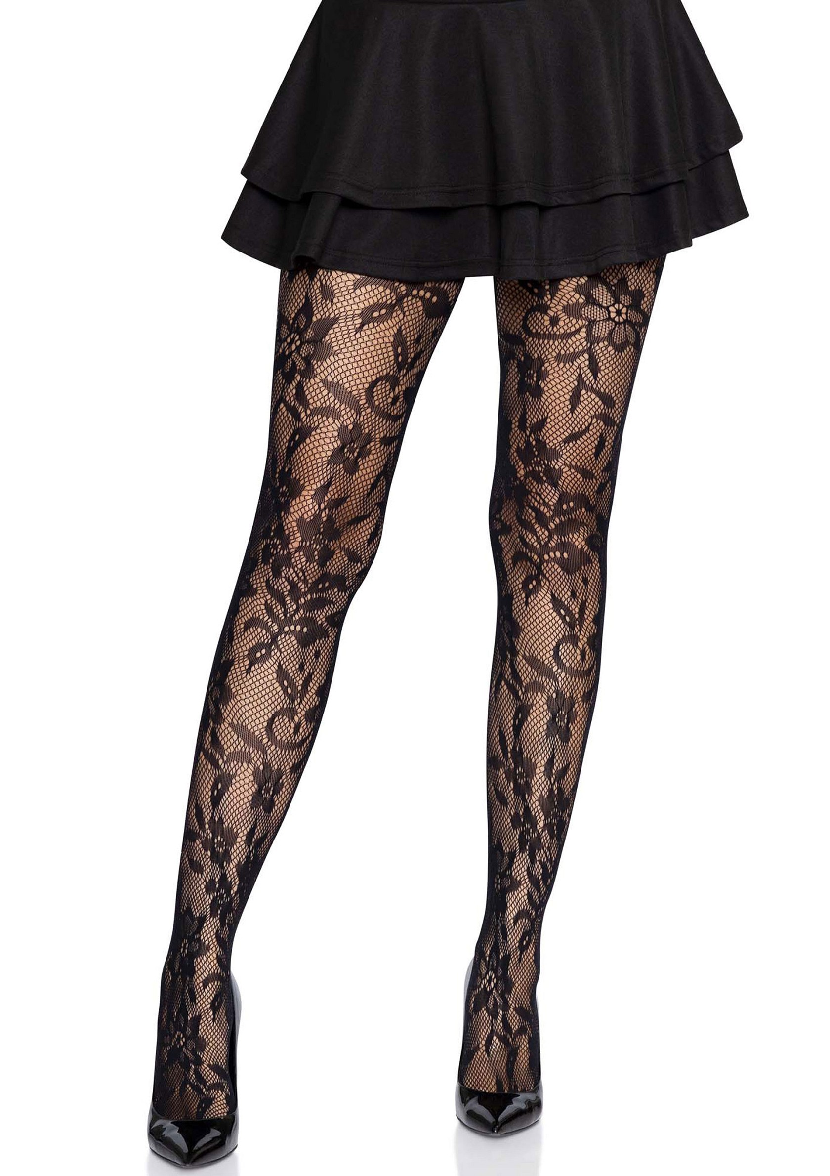 Seamless Floral Lace Tights