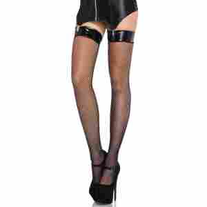 Vinyl Top Fishnet Thigh Highs