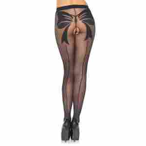 Woven bow crotchless pantyhose