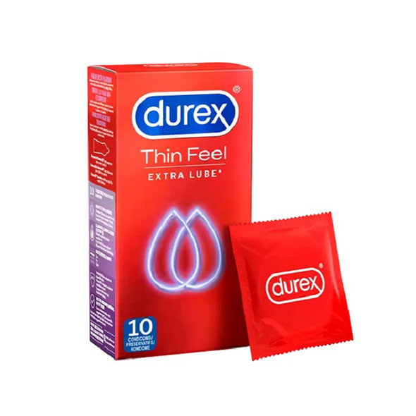 Тънки презервативи с повече чубрикант Durex - Condoms Thin Feel Extra Lube 10 st.