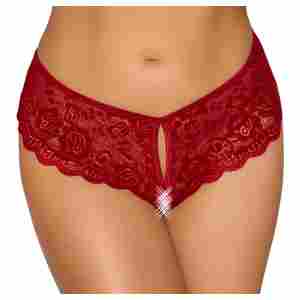 Crotchless panty red XL