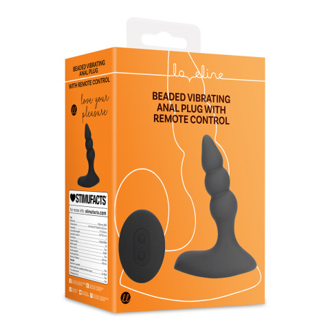Beaded Vibrating Anal Plug with Remote Control - Licorice Black - Image 2