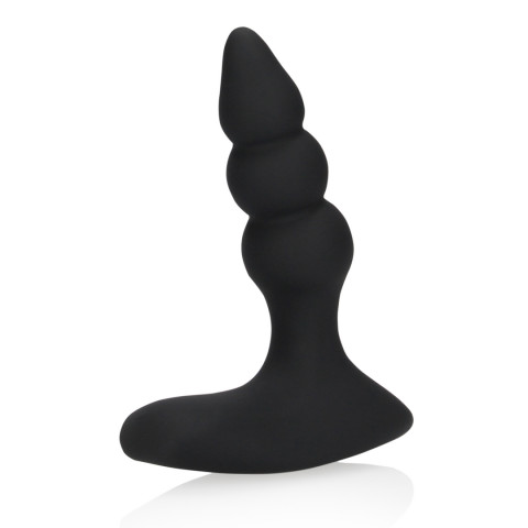 Beaded Vibrating Anal Plug with Remote Control - Licorice Black - Image 5