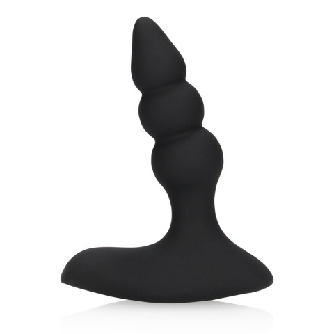 Beaded Vibrating Anal Plug with Remote Control - Licorice Black - Image 7