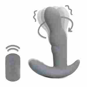 Rotating Prostate Stimulator with Remote Control - Gotham Grey