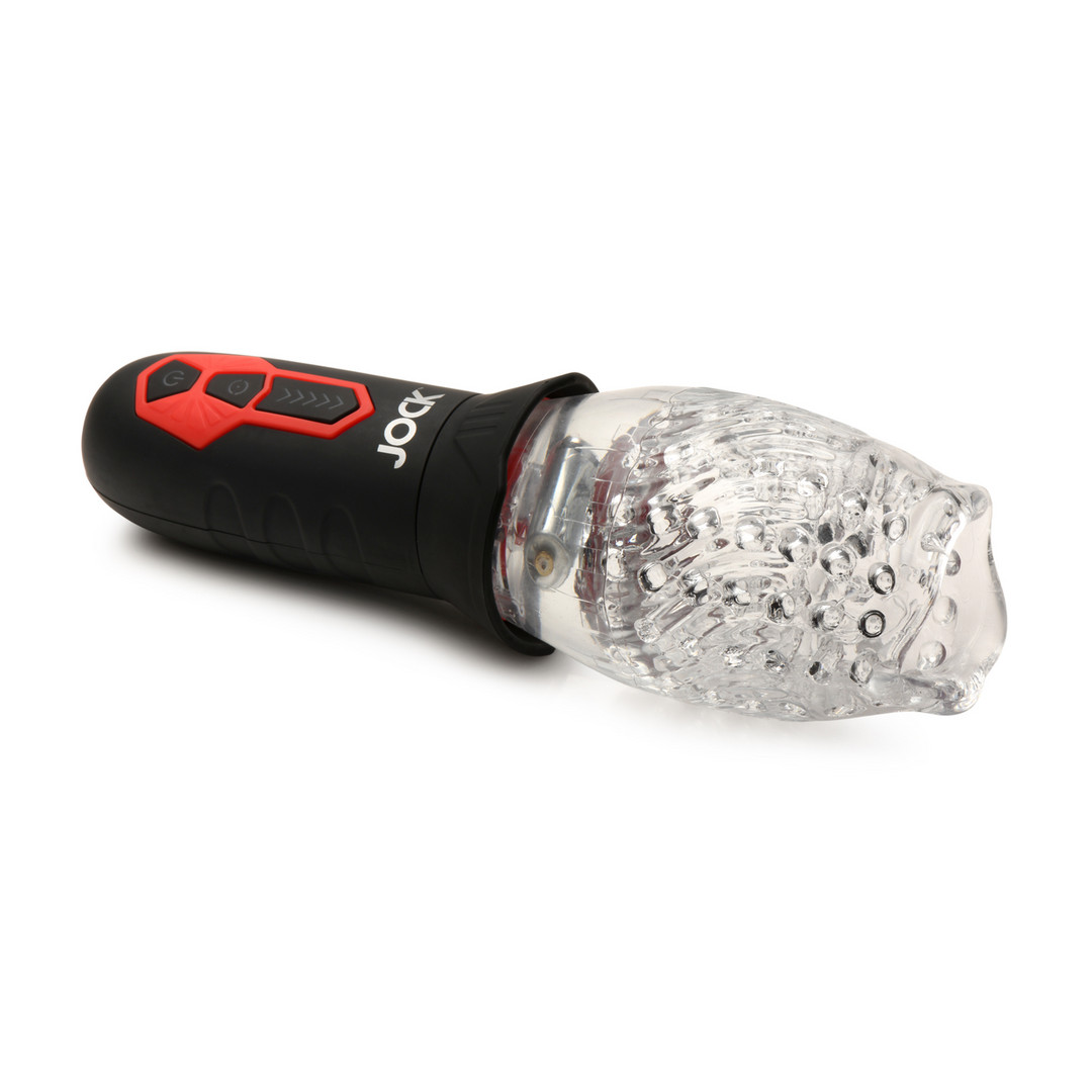 Spinning and Vibrating Masturbator - Transparent/Black