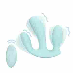 Three-In-One Liquid Silicone Vibrator - Breezy Blue