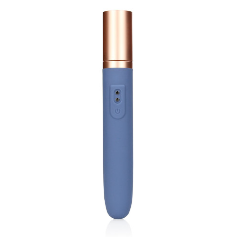 Travel Vibrator with Lube Compartment and Pump - Blue Horizon - Image 5