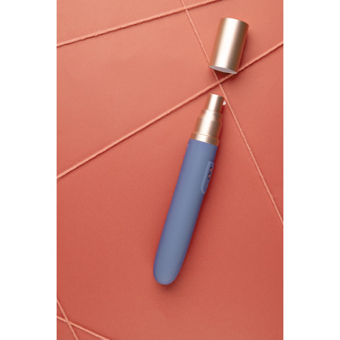 Travel Vibrator with Lube Compartment and Pump - Blue Horizon - Image 7