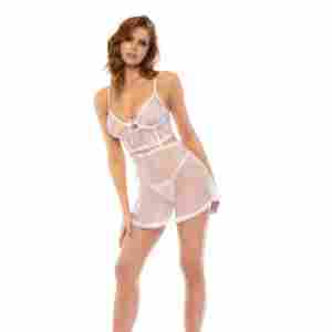 Two-in-One Babydoll and Two Piece Set - S/M - White