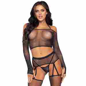 4Pc bra set with garterbelt