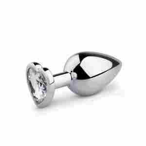 Metal Butt Plug No. 7 - Silver/Clear