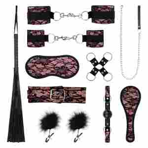 Bedroom Fantasies - Bound by Lace - 8 Piece SM Set - Pink