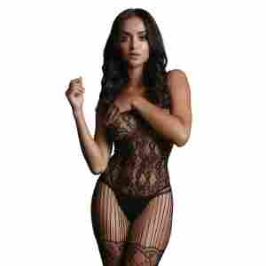 Catsuit with lace top black