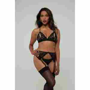 Christine - Axelle 3-Piece Bra Set - Black
