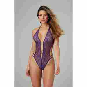 Christine - Renee Lace Thong Bodysuit - Purple