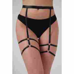 Christine - Strappy Garterbelt Blushing - Black