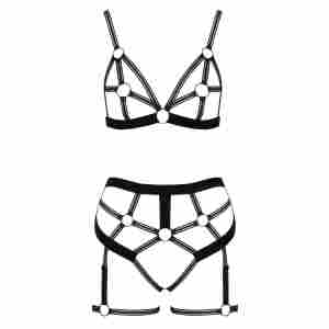Cottelli LINGERIE – Ouvert Set Bra & Thong – Black