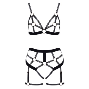 Cottelli LINGERIE – Ouvert Set Bra & Thong – Black