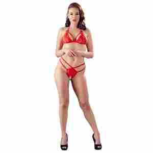 Cottelli Lingerie – Lace Set with Crotchless String – Red