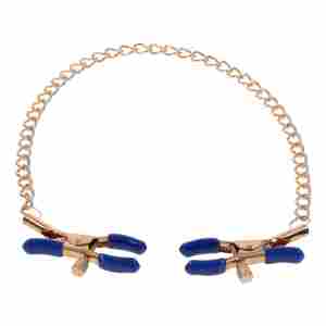 Cougar Nipple Clamps with Chain - Gold