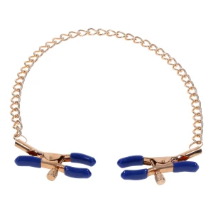 Cougar Nipple Clamps with Chain - Gold