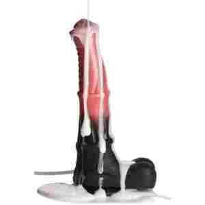 Creature Cocks - Centaur Explosion Squirting Silicone Dildo - Black/Red