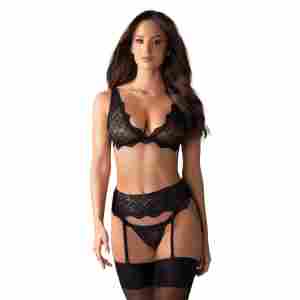 Emperita 3-Piece Garter Set - Black