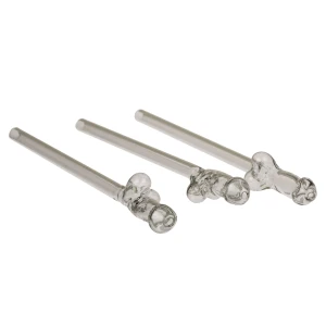Glass Penis Straw with cleaning brush Willy - 4 pcs