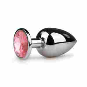 Metal Butt Plug Silver/Pink - L